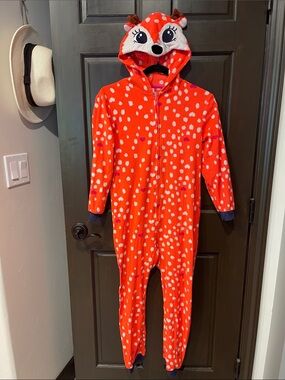 Cat & Jack Orange Fawn Hooded One-Piece Footie